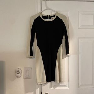 Silence + noise long sleeve black and cream dress